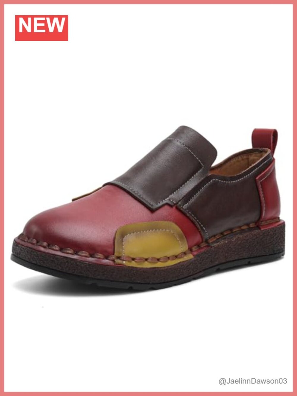 Women's Leather Loafers Slip-On Comfortable Non-Slip Flats Walking Shoes